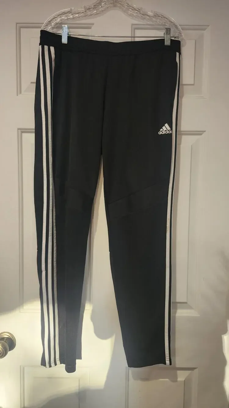 adidas Tiro 19 Men's Soccer Track Pants Black White Striped Tapered Large Mb1